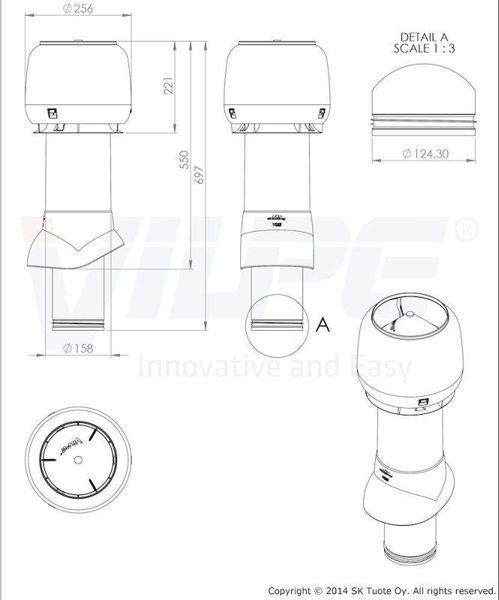 Вентиляційний вихід P-125/700 мм / Червоний 734438 фото